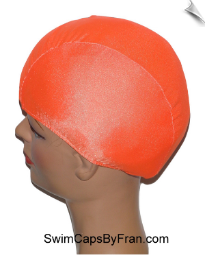 Kids Neon Orange Lycra Swim Cap