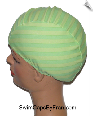 Extra Extra Large Granny Apple Stripe Lycra Swim Cap (XXL)