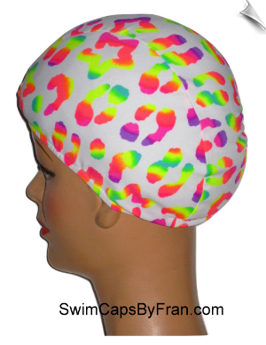 Extra Large "Little Dab Of Neon" Lycra Swim Cap (XL)