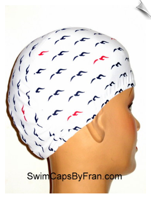 Extra Large Soaring Seagull Print Lycra Swim Cap (XL)