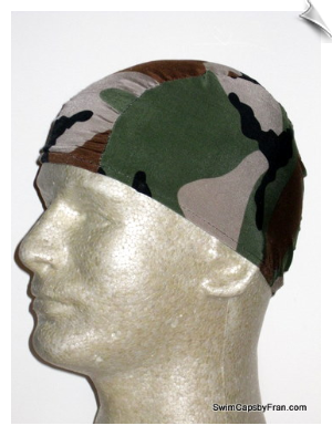 Mens Camouflage Lycra Swim Cap
