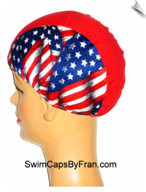 American Flag Lycra Swim Cap