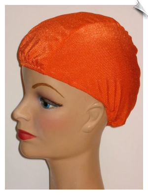 Extra Extra Large Neon Orange Ribbed Lycra Swim Cap (XXL)