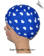 Extra Large Hearts On Blue Lycra Swim Cap (XL) (SKU: 1101-XL)