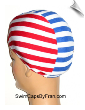 Red, White & Blue Striped Lycra Swim Cap (SKU: 1135)