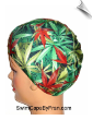 Extra Extra Large Unisex Cannabis Print Lycra Swim Cap (SKU: 1141-XXL)