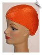 Neon Orange Ribbed Lycra Swim Cap